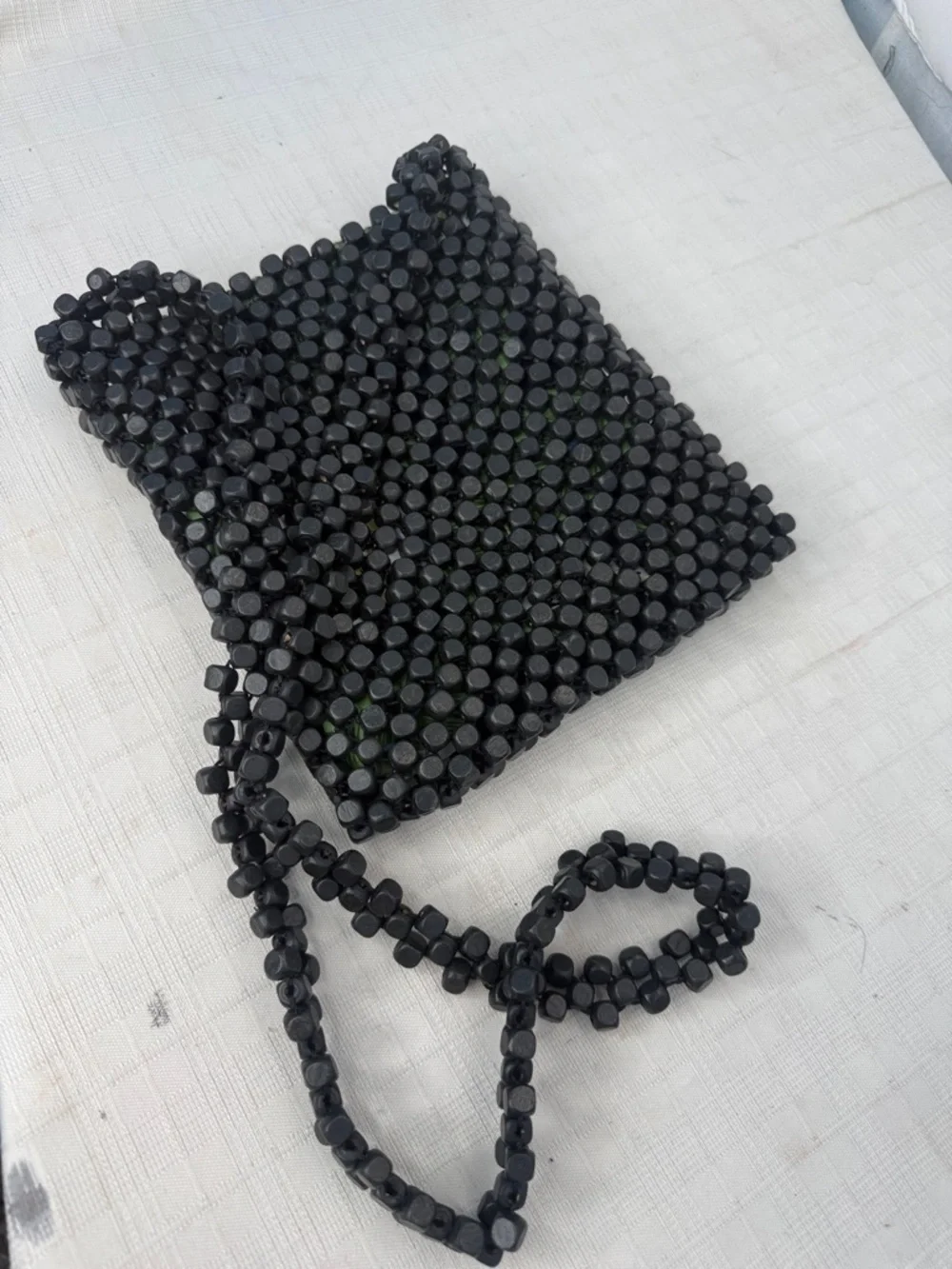 Black Beaded Crossbody Bag - Chic Evening Accessory
